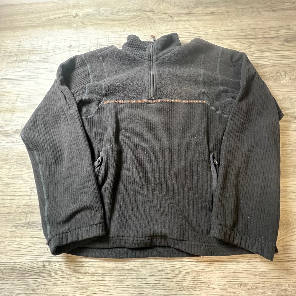 Harley Davidson Pullover Mens L Black Fleece Quarter Zip Ribbed Biker Sweater‎